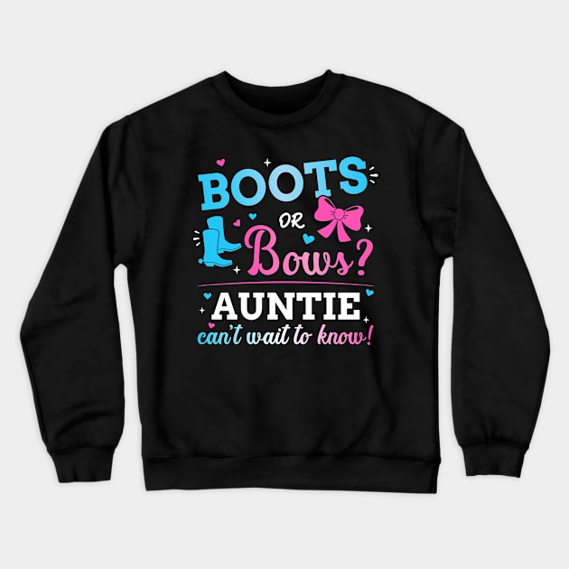 Gender reveal boots or bows auntie matching baby party Crewneck Sweatshirt by Designzz